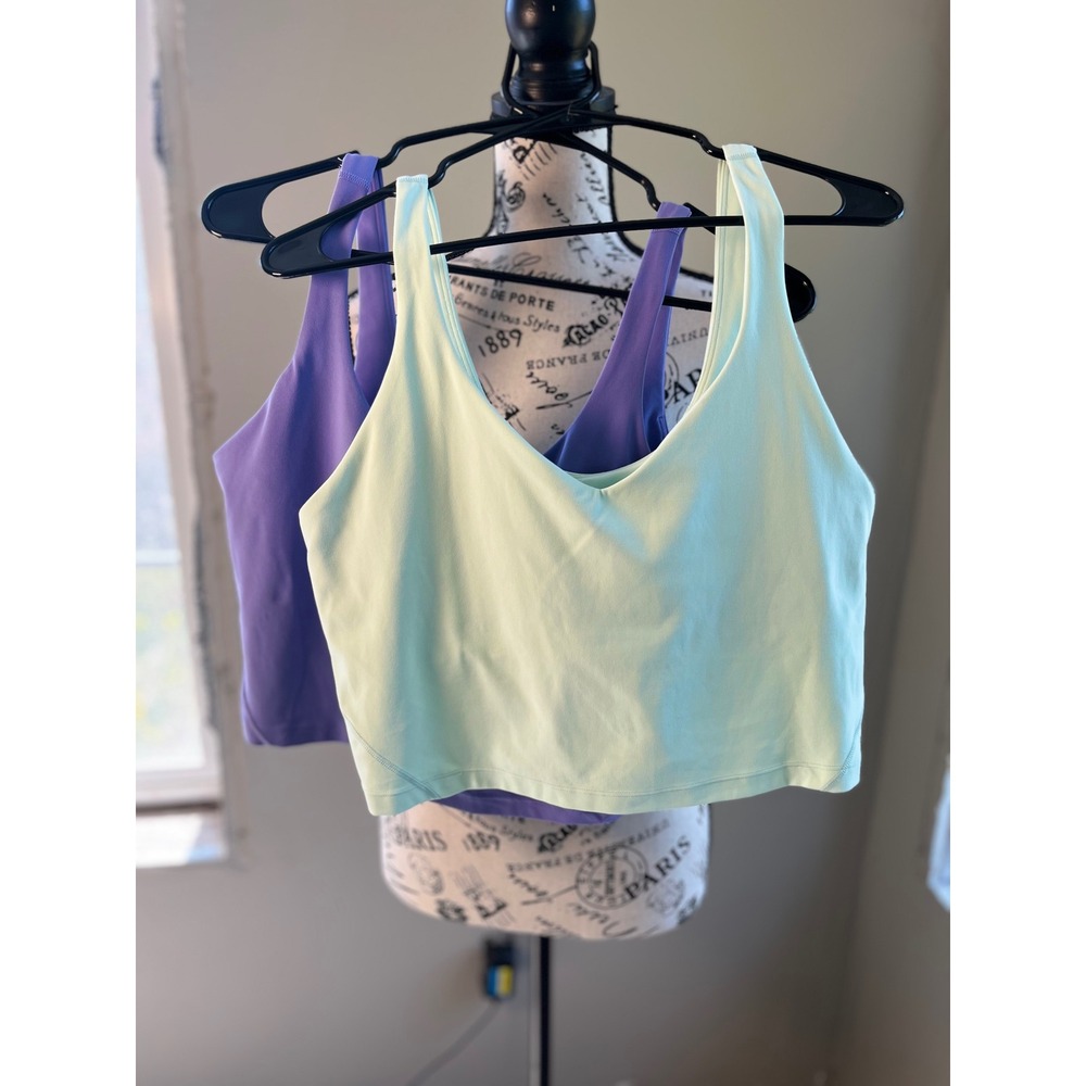 Lululemon Align Tank Top Bundle Mint Green Purple Size 14 Nulu Yoga Crop Tops - Picture 1 of 5